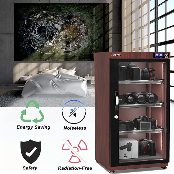 AUTENS 105L Dehumidifying Dry Cabinet Box, Wood grain Design Digital Control - Image 4