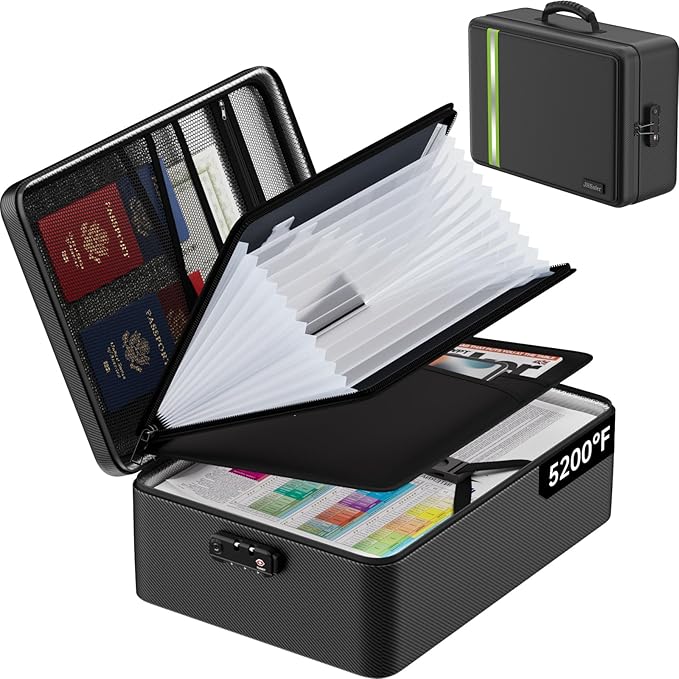 Fireproof Document Bag, Insulated Large Document Box by JIHOX