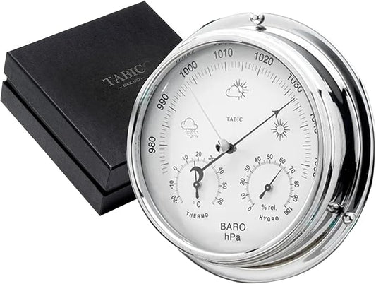 Chrome Barometer with Built-in Hygrometer &Thermometer by TABIC