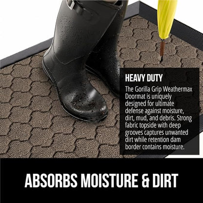 GORILLA GRIP 100% Waterproof All-Season WeatherMax Doormat, US Designed Natural - Image 4