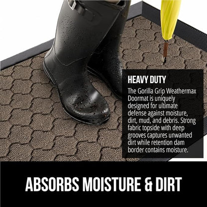 GORILLA GRIP 100% Waterproof All-Season WeatherMax Doormat, US Designed Natural - Image 4