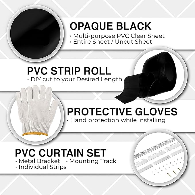 2x7' Black PVC Curtains Strips Kit - Image 2