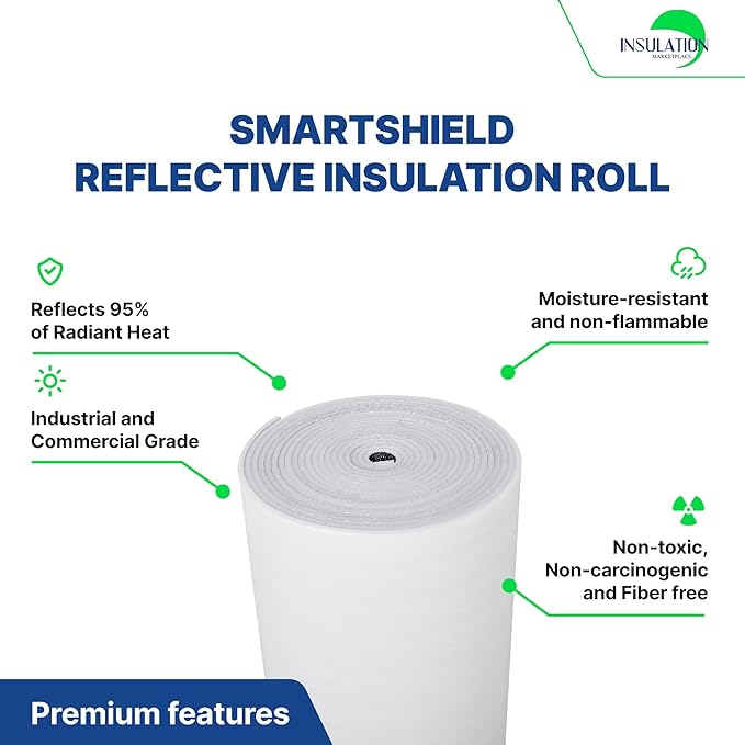 SmartSHIELD -10mm 48" x 50ft R20 Reflective Insulation roll, Foam Core Radiant - Image 3