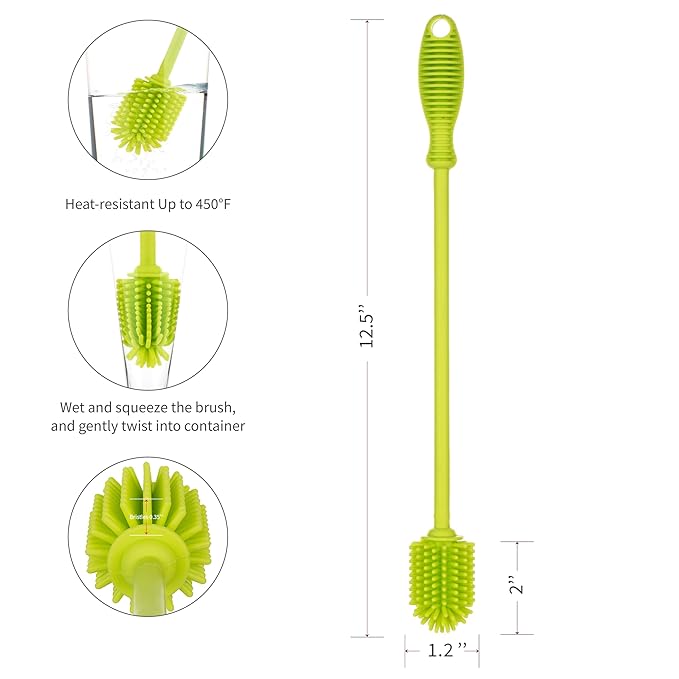 A-Brush Silicone Bottle Cleaner Brush, Long Handle - Image 2