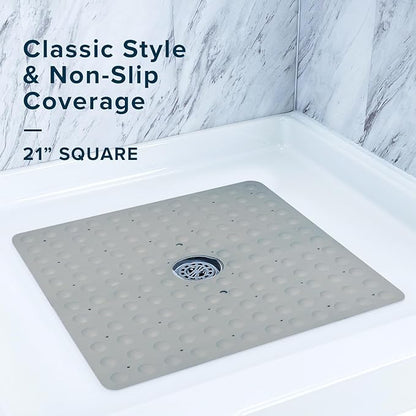 SlipX Solutions Square Natural Rubber Shower Stall Mat, 21” x 21”, Non Slip - Image 2