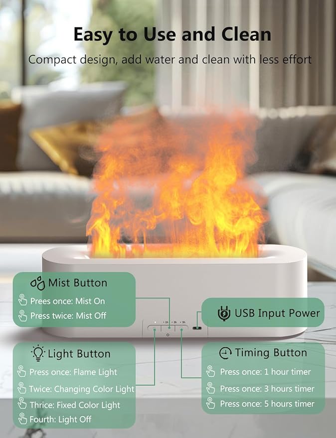 Flame Air Diffuser, Humidifier, Essential Oil Diffuser - Image 6