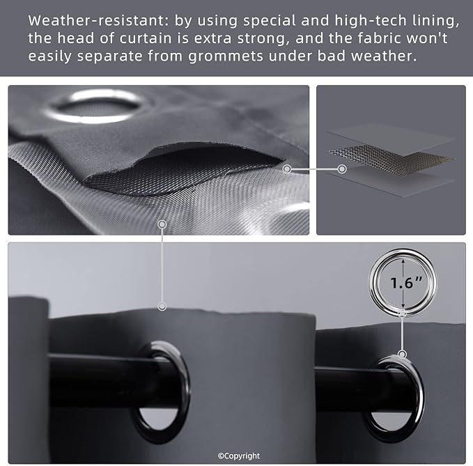 Waterproof Outdoor Curtain W105 x L108 - Image 3