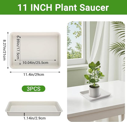 GREANER 11 Inch Plant Ttray, 3 Packs Durable Plastic Humidity Trays - Image 2