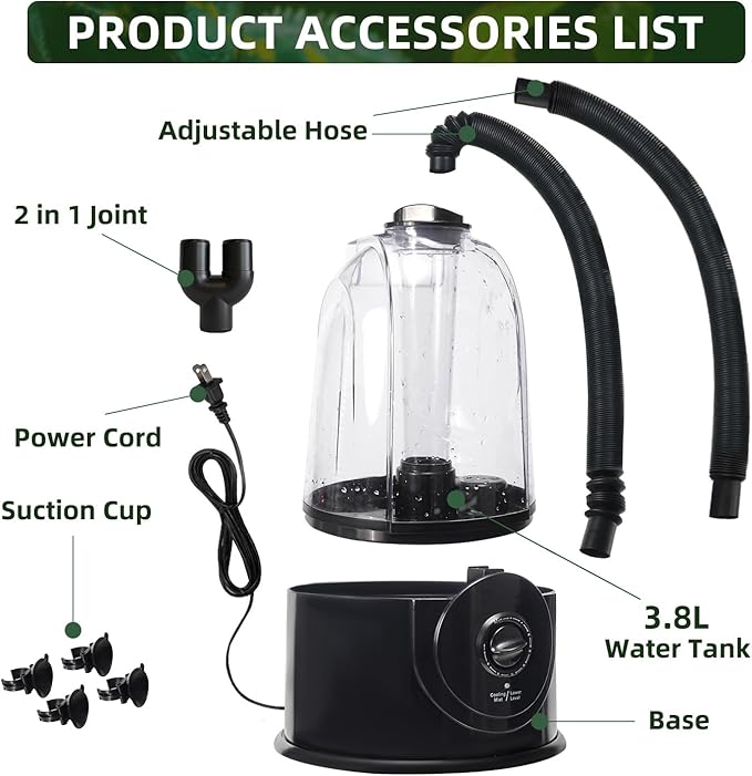Coospider 3.8L Reptile Fogger Mister, Quiet Reptile Humidifier - Image 7