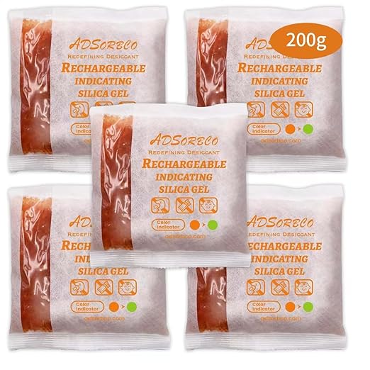 Adsorbco Rechargeable 200 Gram 5 Packs Desiccant, Indicating Silica Gel Packets by Unknown