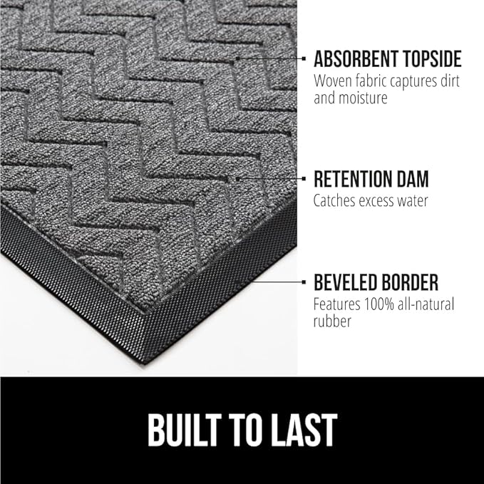 GORILLA GRIP 100% Waterproof All-Season WeatherMax Doormat, Durable Natural - Image 3