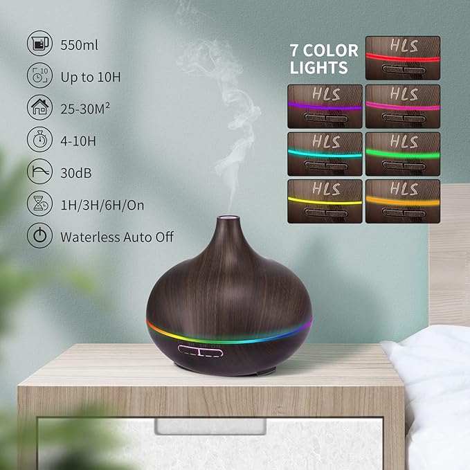 550ML Black Aroma diffusers for Essential Oils, Large Office Essential Oils - Image 4