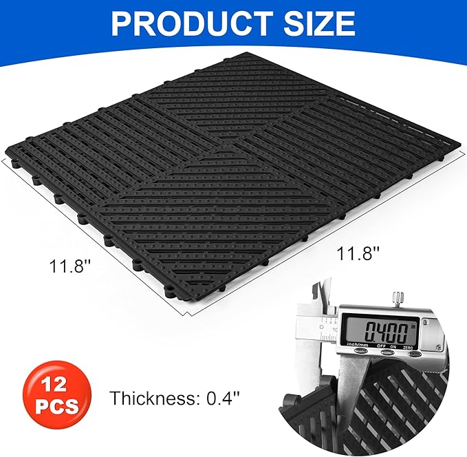 MYFAMIREA Modular Interlocking Cushion 12 Pack 11.8" x 11.8" Rubber Floor Tiles - Image 2