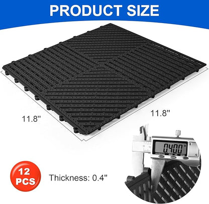 MYFAMIREA Modular Interlocking Cushion 12 Pack 11.8" x 11.8" Rubber Floor Tiles - Image 2