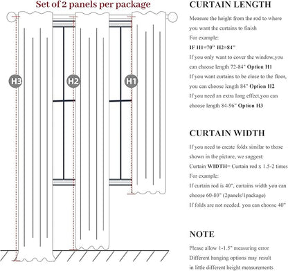 Cream Pleat Blackout Curtains 84 Inch Length 2 Panels Set - Image 7