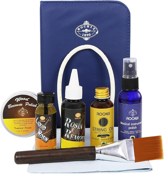 All-in-One Violin Care Cleaning & Maintenance Kit: Beeswax, Liquid Rosin by Rochix+