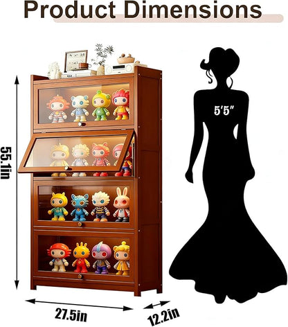 Display Cabinet with Acrylic Glass Doors, Tall Storage Cabinet with Adjustable - Image 2