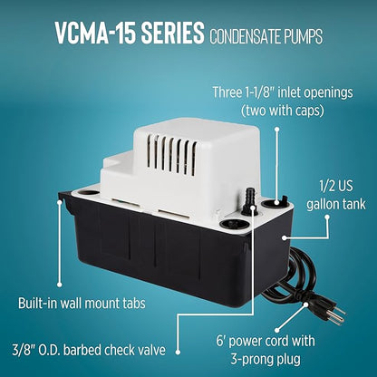 Little Giant VCMA-15ULT 115 Volt, 65 GPH, 1/50 HP Automatic Condensate Removal - Image 3