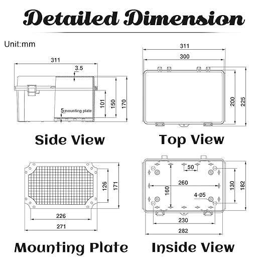 Sunnyglade ABS Plastic Dustproof Waterproof IP65 Junction Box Universal Durable - Image 6