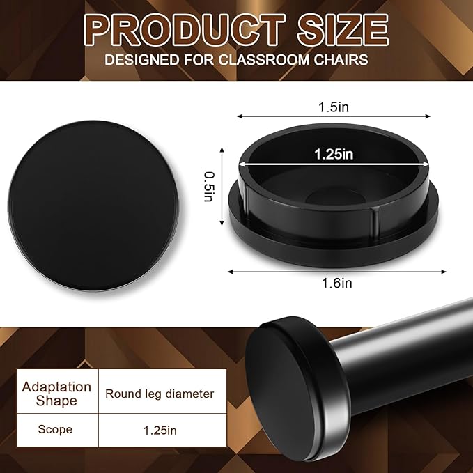 24 Pack 1-1/4" Wrought Iron Chair Leg Caps Heavy Duty Nylon Furniture Pads - Image 3