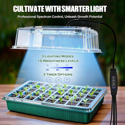 joyhalo Seed Starter Tray with Grow Light, 2 Pack 80 Cells, Thicken Plant - Image 2