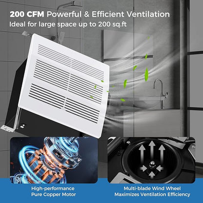 COSTWAY 200 CFM Bathroom Exhaust Fan, Ceiling Mount Exhaust Ventilation Fan - Image 3