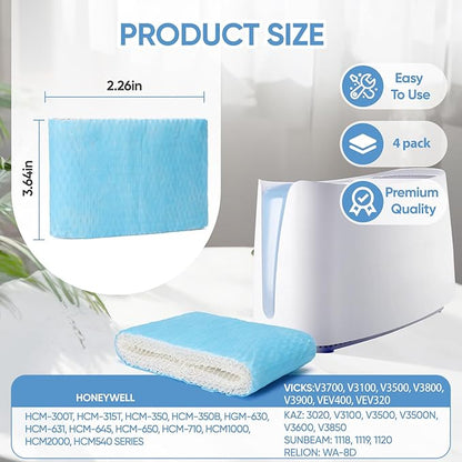 4 Pack HAC-504 Humidifier Wicking Filter Replacement Compatible - Image 2