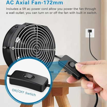 GDSTIME Axial Fan 17251, 110V 120V AC 172mm x 150mm x 51mm Dual Ball Bearing - Image 4