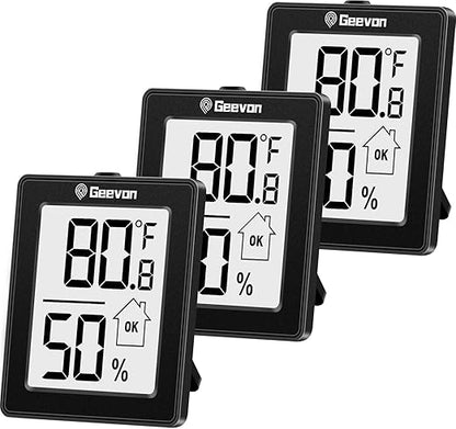 Geevon Digital Hygrometer, 3 Pack Indoor Thermometer Room Temperature Humidity by GEEVON