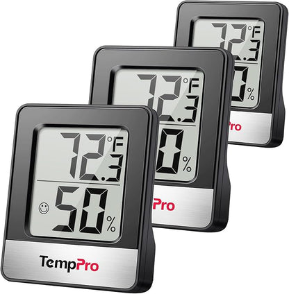 TempPro TP49 3 Pieces Digital Hygrometer Indoor Thermometer Humidity Meter Mini by ThermoPro