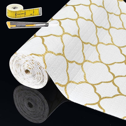 Shelf Liners for Kitchen Cabinets 17in x 20FT Non Adhesive Drawer Liner Gold by Adwann