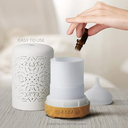 Earnest Living Essential Oil Diffuser White Ceramic Diffuser 100 ml Timers - Image 5