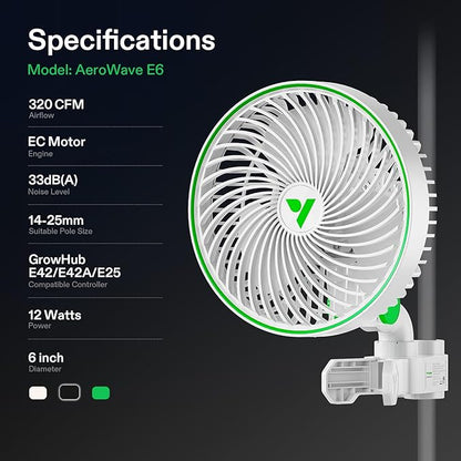 VIVOSUN AeroWave E6 Grow Tent Fan 6”, EC Motor, Smart Wifi Control, US Patented - Image 8