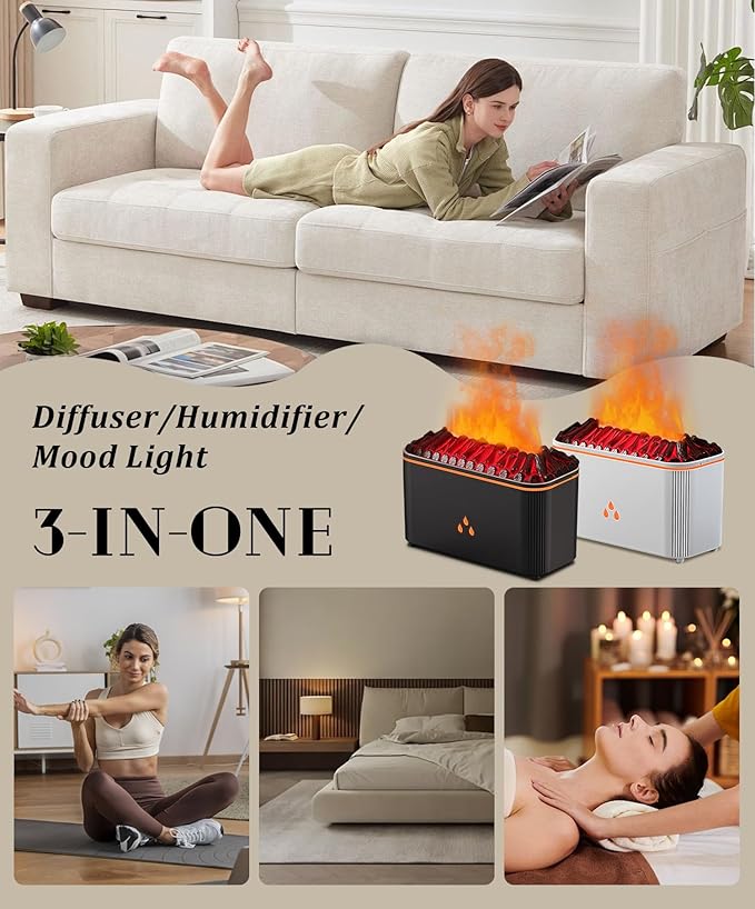 Essential Oil Diffuser, Flame Air Aromatherapy Diffuser, 7 Color Changing Light - Image 7