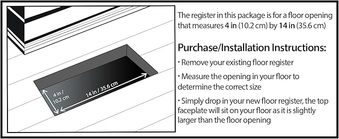 Decor Grates PL414-TA Floor Register, 4 x 14-Inch - Image 2
