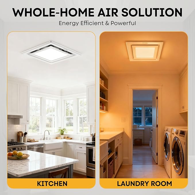 Bathroom Exhaust Fan with Light 12" Ultra Quiet 1.0 Sones, Exhaust Fan Mounting - Image 7