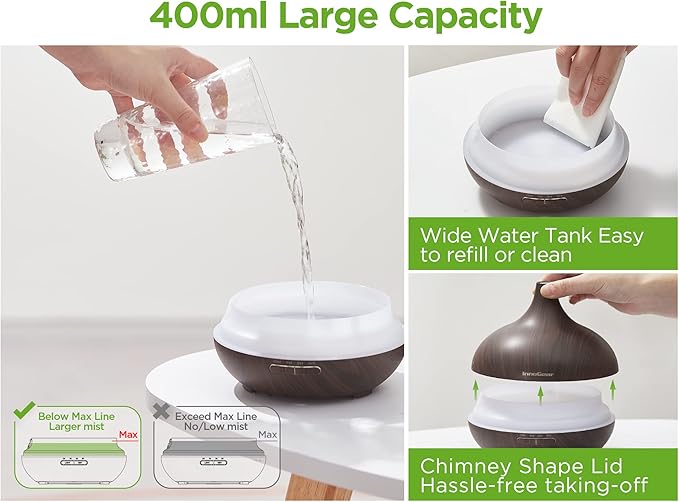 InnoGear Aromatherapy Diffuser & 10 Essential Oils Set, 400ml Diffuser - Image 8