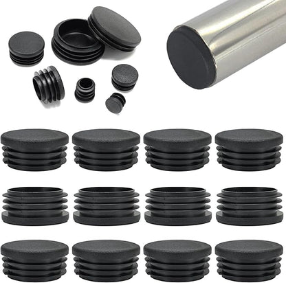 1-3/4" Plastic Hole Plugs Black -Round Chair Leg Caps, Flush Mount Pipe Plugs by EASYEAH