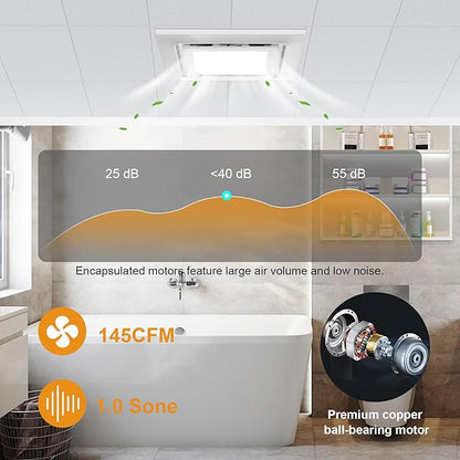 Bathroom Exhaust Fan with Light Ultra Quiet Ventilation Fan Combo 1.0 Sone - Image 4
