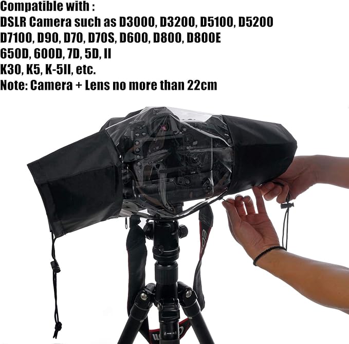 WANBY Waterproof Camera Rain Cover Professional Soft Black Camera Rain Covers - Image 5