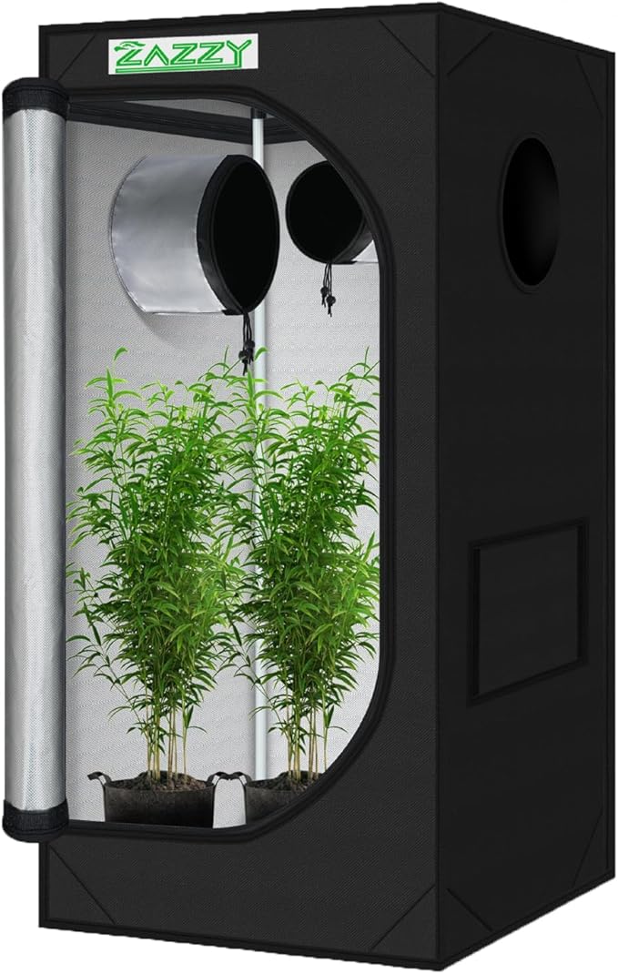 zazzy 2x2 Grow Tent 24"x24"x48"600D Mylar Hydroponic Indoor Plant Grow Tents by Zazzy