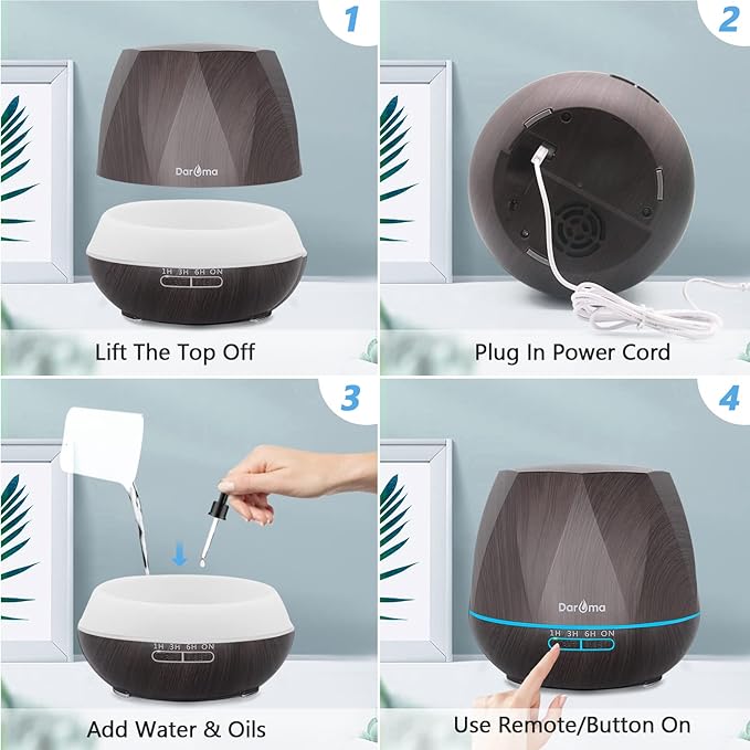 550ml Essential Oil Diffuser, DAROMA Upgraded Remote Control 6 in 1 - Image 7