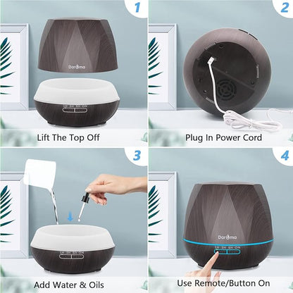 550ml Essential Oil Diffuser, DAROMA Upgraded Remote Control 6 in 1 - Image 7