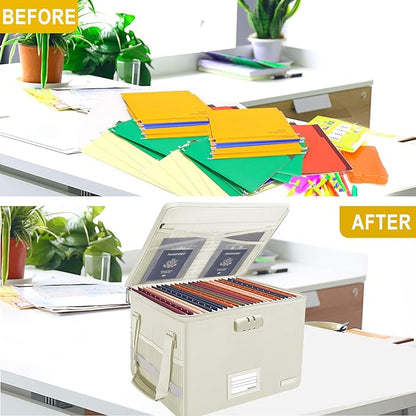 ENGPOW File Box with Lock, Fireproof Document Box with Zipper Lid, Collapsible - Image 8