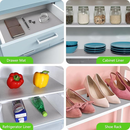 Light Gray Shelf Liners for Kitchen Cabinets Non Adhesive Drawer Liner for - Image 3