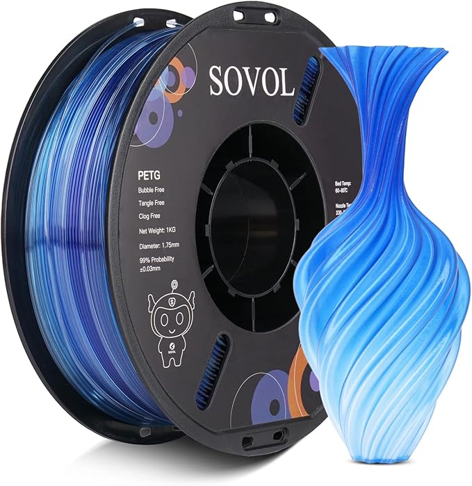 Sovol 3D Printer PETG Filament 1.75mm, Gradient Multicolors Filaments Material by Sovol