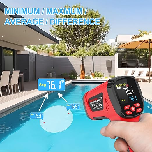 -40℉~2912℉ MESTEK Infrared Thermometer High Temperature Gun, 50:1 Dual Laser - Image 4