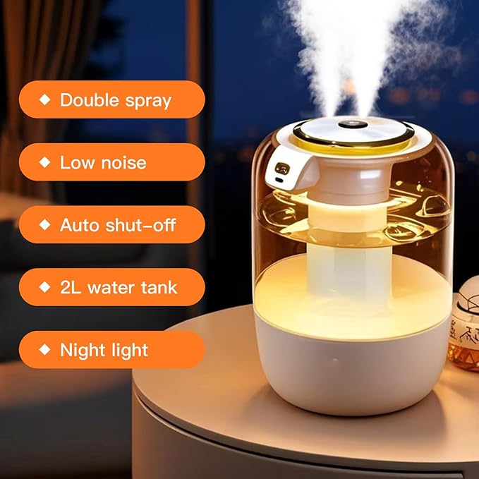 Air Humidifier for Bedroom, 2L Quiet Cool Mist Humidifier for Plants Dorm Room - Image 2