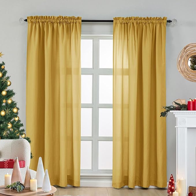L.Z.E Gold Light Filtering Curtains - Image 8
