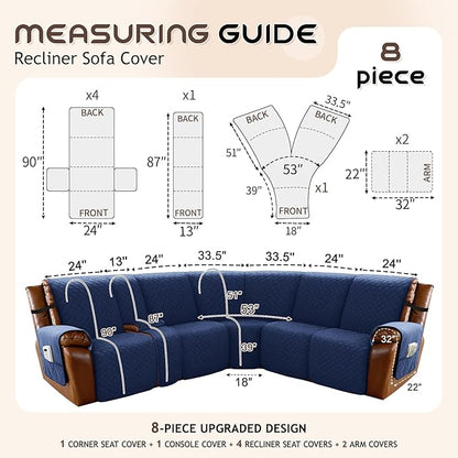 Arfntevss Waterproof Recliner Sectional Couch Covers - Image 5